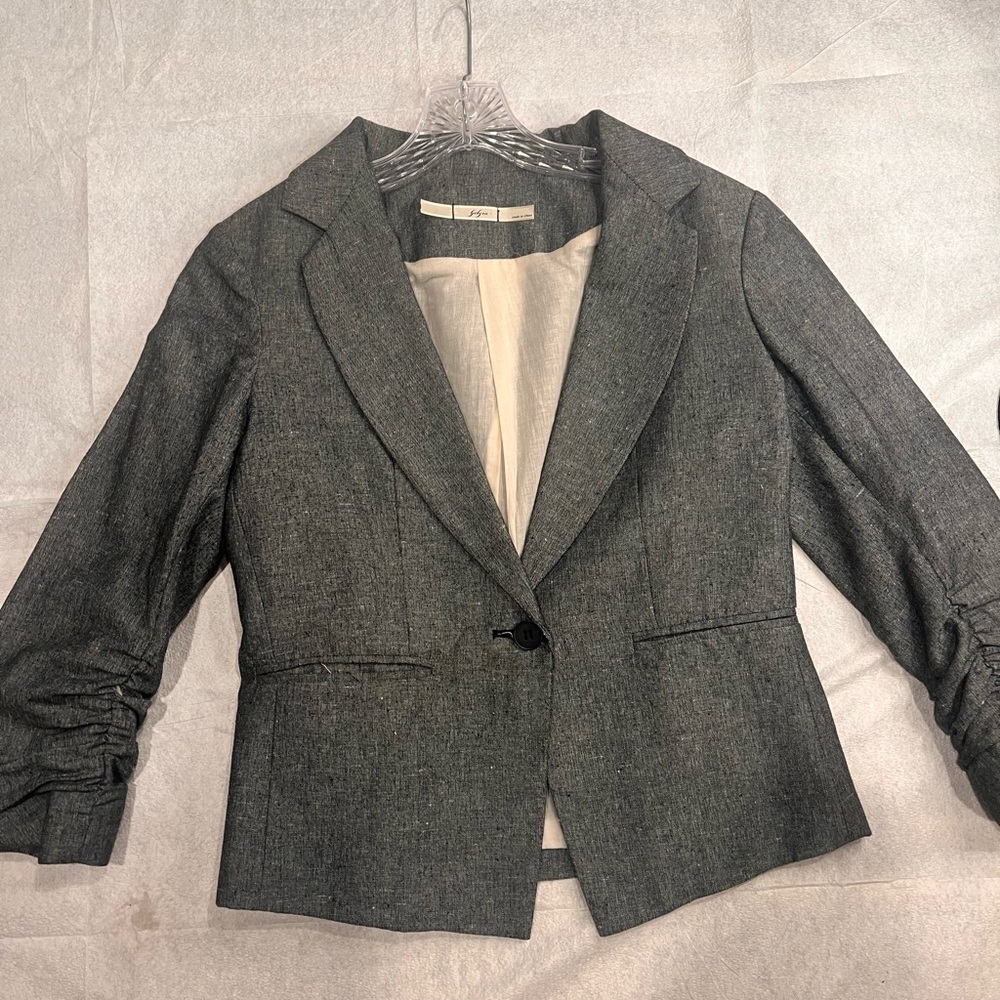 Gibson Gray Tones Blazer Mid-Cut Women's Jacket Size M 1 Button Lined Solid